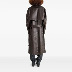 Gabardina Larga para Mujer, Impermeable, Material PU, Doble Botonadura, con Cinturón, Estilo Casual, Manga Larga, Cuello con Muescas, Superventas - Product Image 2