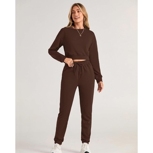 Pakistan manufacture Stand Collar Tracksuit women 100% Cotton Breathable Blank casual wear tracksuit - Product Image 5