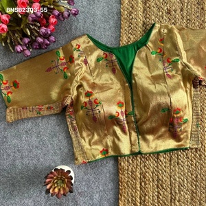 Soie Paithani de la meilleure qualité avec un design coloré tissé, manches élastiques/extensibles jusqu'au coude et blouse rembourrée – Fournisseur indien - Product Image 1