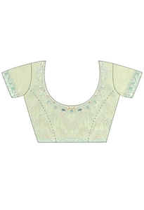 KV Women's <b>Net</b> <b>Light</b> Green Embellished Designer Saree With Unstitched Blouse - Product Image 2