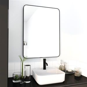 24 X 32 Inch Framed Bathroom Mirror with Black Aluminum Frame - Product Image 2