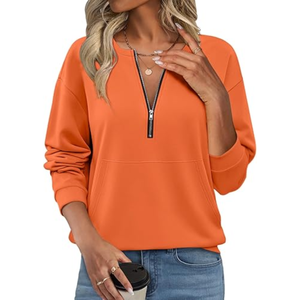 เสื้อฮู้ดซิปครึ่งตัวแบบมีกระเป๋าผ้าฟลีซปักลายพิมพ์ลายตามสั่งใหม่สำหรับผู้หญิง สไตล์สตรีทแวร์ สำหรับฤดูใบไม้ร่วงและฤดูหนาว - Product Image 3