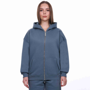 Sweat à capuche oversize pour femme de haute qualité, personnalisable, avec fermeture éclair intégrale sur le devant, en polaire douce, respirant, écologique, 100% coton, automne-hiver, OEM - Product Image 4