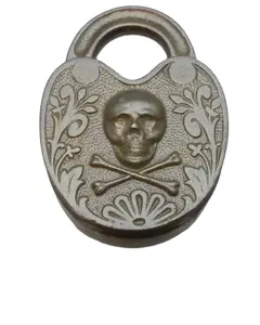Serrure en fonte Antique avec clé, serrure à l'ancienne et serrure de coffre à clé, cadenas de Style Vintage entièrement fonctionnel, Bronze Antique