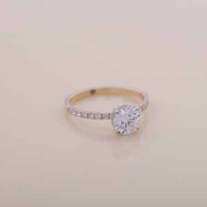 IGI Certified Round Brilliant Lab Grown Diamond Solitaire Engagement/Wedding Ring in <b>Solid</b> 925 Sterling <b>Silver</b> with Pavé Band - Product Image 6