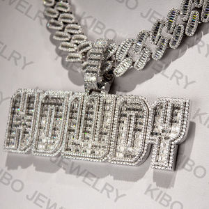 Colgante de moissanita VVS1 grande con nombre personalizado, corte baguette, colgante con letra personalizada, joyería para fiestas, colgante de rapero para hombre, colgante de hip hop. - Product Image 6