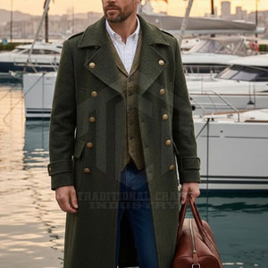 Manteau d'hiver en laine de haute qualité pour hommes - Vêtement d'extérieur élégant et respirant avec garniture en fourrure, tissu durable, options personnalisables, fabrication en usine - Product Image 3