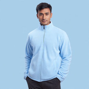 Chaqueta polar de hombre con cremallera completa, 100% poliéster, a cuadros, cortavientos - Product Image 3