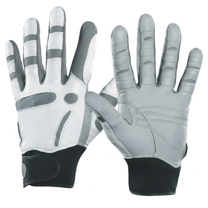 Gants de golf unisexes en cuir PU, blanc et gris, antidérapants, avec fermeture auto-agrippante, pour droitier - Product Image 1