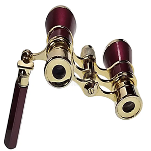 High-power vintage brass porro prism binoculars featuring <b>black</b> textured leather body wrap, available at wholesale prices. - Product Image 3