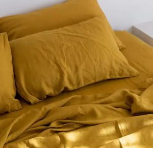 Ensemble de housse de couette en lin jaune uni, 3 pièces, lavable, literie pour la maison, style simple, ensembles de housses de couette - Product Image 3
