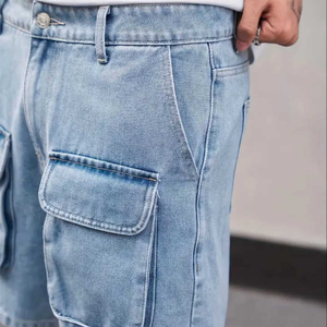 Short en jean droit mi-long pour homme, qualité supérieure, respirant, avec poches sur les deux côtés, idéal pour l'extérieur - Product Image 3
