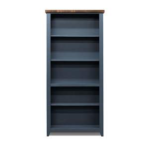 Bridgevine Home Nantucket libreria da 5 scaffali alta 72 pollici con finitura Denim blu e whisky senza bisogno di assemblaggio - Product Image 1