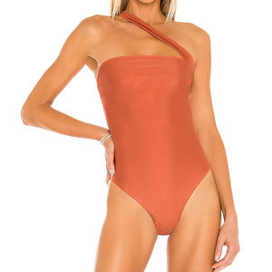 Maillot de bain une pièce sur mesure pour femme, sexy, en polyester et élasthanne, avec logo frontal, éco-responsable, coupe haute, fournisseur OEM - Product Image 1
