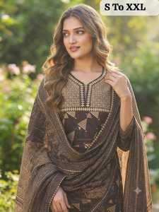 <b>Womens</b> Premium Cotton Digital Print 3-Piece Wrinkle Free Quick Dry All Seasons <b>Kurti</b> Pant Dupatta Set | Traditional Indian - Product Image 1