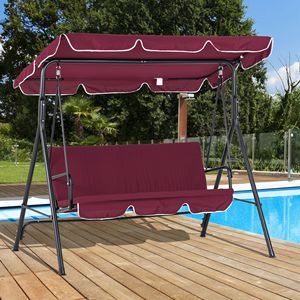 Sedia a dondolo regolabile in rattan per veranda con cuscino impermeabile e tettuccio rimovibile - Product Image 2