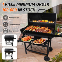 Barbecue portable moderne en acier de qualité supérieure, chariot extérieur pliable, barbecue au charbon avec rotation automatique