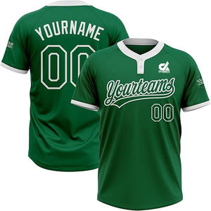 Camiseta Deportiva Personalizada para Hombre, Color Verde Oscuro y Rosa, Estilo Béisbol, con Botones, Uniforme de Equipo, Transpirable, de Algodón Orgánico, Manga Corta - Product Image 4