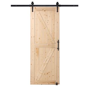 30 \ "X 84 \" Kit Hardware per porte scorrevoli in legno da fienile e silenzioso 8-in-1 piano maniglia per porta guida in legno di abete rosso lastra di legno facile - Product Image 1