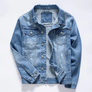 High Quality Men <b>Denim</b> <b>Jacket</b> <b>Custom</b> made anti wrinkle breathable Turn-down Collar Regular Fit Spring Wear Men's <b>Jacket</b> - Product Image 1