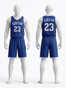 Uniforme de Baloncesto Personalizado, Conjunto de Camiseta y Pantalones Cortos Azules y Blancos, Ropa Deportiva Profesional Transpirable para Equipos, Kit Personalizado para Partidos - Product Image 1