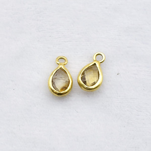 Natural Citrine Pear Pendant Gold Plated Bezel <b>Set</b> Charm Birthstone Earring Wholesale Jewelry Connector Sold Per <b>Pc</b> - Product Image 2