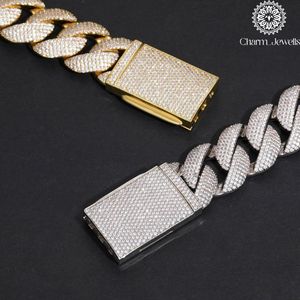 สร้อยคอผู้ชาย Charm Jewells ประดับโมอิสซาไนต์ ชุบทอง 14K แบบโซ่เชื่อม สไตล์ฮิปฮอป ทรงเหลี่ยมเจียระไน ประดับเพชรเม็ดเล็กๆ ได้รับการรับรองจาก IGI เหมาะสำหรับงานปาร์ตี้ - Product Image 4