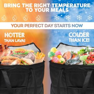 Sacs isothermes de courses Blak robustes 13' x 14' x 8' – Lot de 30 sacs de livraison alimentaire isothermes 13x14x8 - Product Image 3