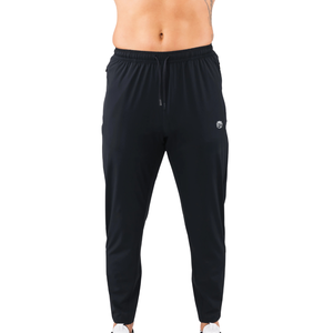 Pantalon de jogging athlétique fuselé léger noir pour homme, séchage rapide, personnalisable en gros (OEM) - Product Image 1