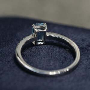 แหวนทองคำขาว 18K ประดับพลอยซานต้ามาเรีย ทำด้วยมือ งานฝีมือชั้นสูง เหมาะสำหรับเป็นของขวัญหมั้นหรือแต่งงาน สำหรับผู้หญิง สวยสง่า - Product Image 5