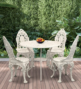 Sillón de Jardín de Hierro Fundido Ecológico e Impermeable con Diseño Tropical, Asiento con Detalles de Enredadera y Reposabrazos para Patio Exterior - Product Image 4