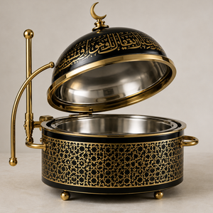 Recipiente de Acero Inoxidable de Lujo con Tapa Enrollable y Caligrafía Árabe, Calentador de Comida Premium para Buffet, Ideal para Hoteles y Servicios de Catering - Product Image 5