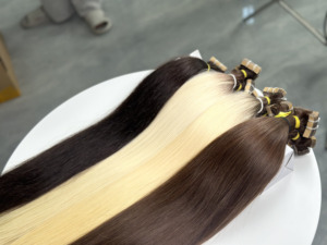 Extensiones de cabello liso natural con cinta adhesiva, cabello humano virgen vietnamita de doble capa, rubio y castaño, al por mayor - Product Image 3