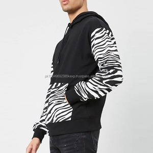 Oem Custom Sustainable Thin French Terry Quality Hoodie <b>Leopard</b> <b>Printed</b> Pocket Sleeves Plain Black Fitted Hoodies Unisex - Product Image 2