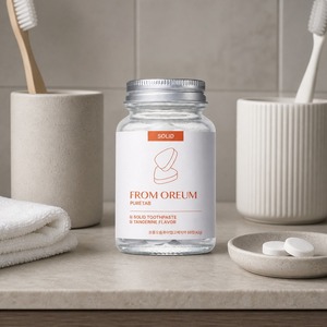 [FROM OREUM] Dentifrice solide Vacation Stay saveur mandarine de Jeju, 60 comprimés, pour articles de toilette personnels en voyage - Product Image 1