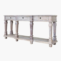 Table console en bois de manguier massif de haute qualité au meilleur prix, idéale pour l'entrée, avec finition blanche vieillie