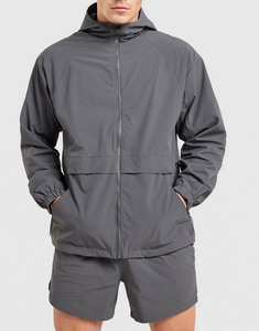 Men Activewear Quarter <b>Zip</b> Tracksuit Men Hoodie Shorts Set Quick Dry Windbreaker Nylon Tracksuit - Product Image 3