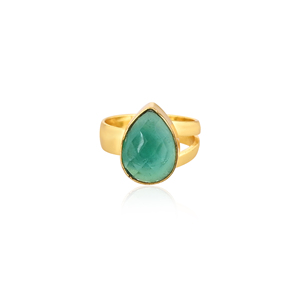 Vintage Apatite Hydro Brass <b>Ring</b> Handmade <b>Adjustable</b> Gemstone Jewelry for Women - Product Image 1