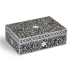 Bone Inlay Keepsake Jewelry Box Traditional Handcrafted <b>Storage</b> <b>Chest</b> for Necklaces Earrings Rings Bracelets and Gifts - Product Image 2