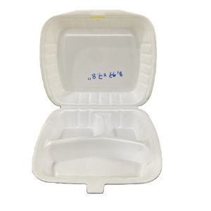 Récipient alimentaire en mousse PS jetable à trois compartiments avec couvercles articles d'emballage à emporter taille personnalisée - Product Image 1