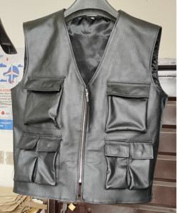 Chaleco de Motocicleta sin Mangas de Cuero para Hombre y Mujer, Talla Grande, Bolsillo Oculto para Pistola, Resistente al Viento, Ropa Deportiva Negra para Motocross - Product Image 6