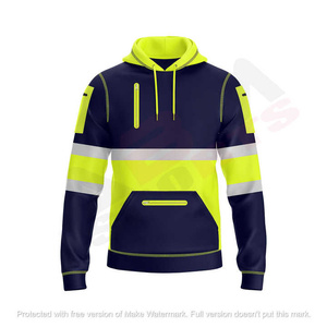 Veste polaire réfléchissante à capuche pour homme, style vêtement de travail, haute visibilité, sweat-shirt de sécurité avec poches, pour l'automne - Product Image 5