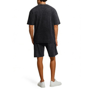 Hot Sale Acid Wash New Arrival Men Summer Short Sleeve T Shirts and Shorts <b>Twin</b> <b>Set</b> Contrast Color Men <b>Twin</b> <b>Sets</b> for Adults OEM - Product Image 2