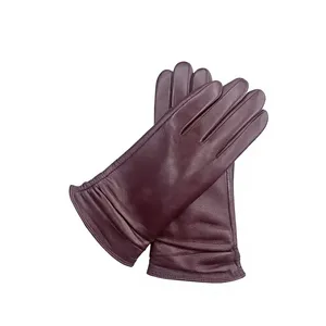 Gants de conduite en cuir de mouton marron pour femmes, gants en cuir respirants à doigts entiers, unisexes, doux au toucher, pour la conduite quotidienne - Product Image 2