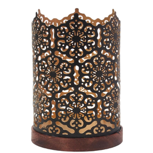 Portavelas Votivo de Metal con Diseño de Corte de Diamante en Dorado, Perfecto para Decoración del Hogar, Iluminación, Bodas, Fiestas, Regalos - Product Image 1