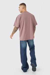 T-shirt col rond à épaules tombantes, coupe ample, personnalisable avec logo, fabriqué au Pakistan, en maille imprimée pour hommes - Product Image 5