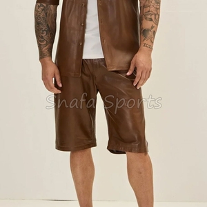 กางเกงขาสั้นหนังสไตล์สตรีทแวร์ ระบายอากาศได้ดี ไซส์ใหญ่ กางเกงขาสั้นหนังลำลอง สั่งตัดได้สำหรับผู้ชาย - Product Image 5
