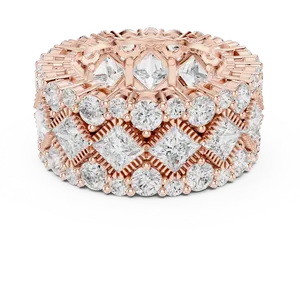 แหวนทองคำแท้ 18K ประดับเพชรทรงกลมแบบ Wide Lattice Princess ดีไซน์โดดเด่น เหมาะสำหรับทั้งชายและหญิง ใช้ในโอกาสพิเศษ เช่น งานแต่งงานหรือวันครบรอบ - Product Image 5