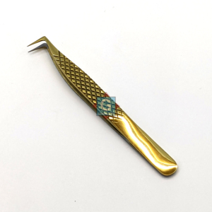 Pinzas para Pestañas con Baño de Oro, Punta Suave de Precisión, Mango Antideslizante - Product Image 1