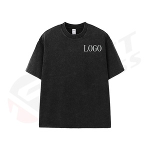 Camiseta Gris Lavada de Manga Corta de Satén Grueso con Gráficos Personalizados, Teñida en Prenda, Antiencogimiento, 280 g/m², para Hombre - Product Image 4